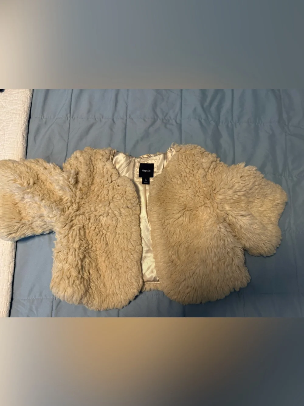 GAP Cream Faux Shearling Vest with Navy Label